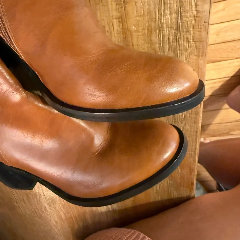 Jeffrey Campbell Woodvale Brown Over Knee Heeled Riding Style Boots